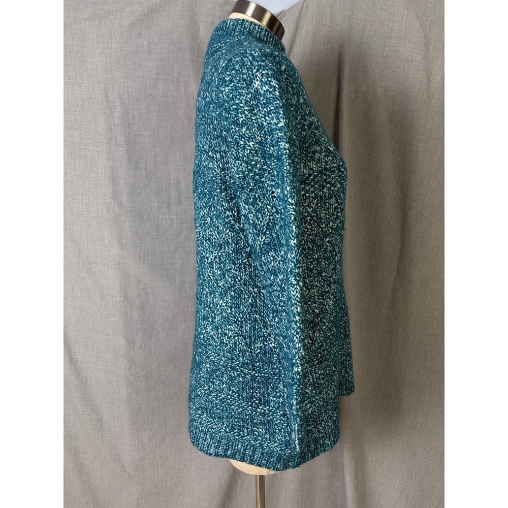 Soft Surroundings Blue Marled Knit Zip Front‎ Tunic Mock Neck Sweater L (est) - Picture 8 of 11